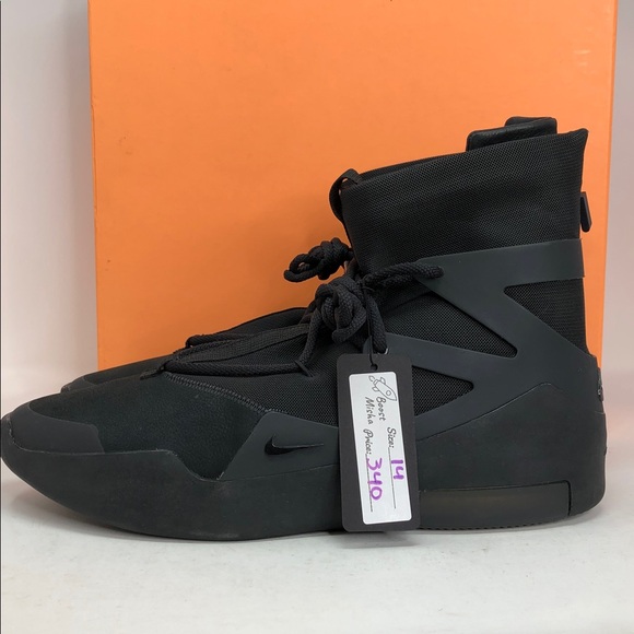Nike Air Fear Of God 1 Triple Black AR4237-005 Men’s Sneakers - Size 14 - Picture 4 of 11